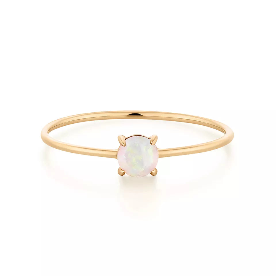 14K Solid Gold Single Opal Ring