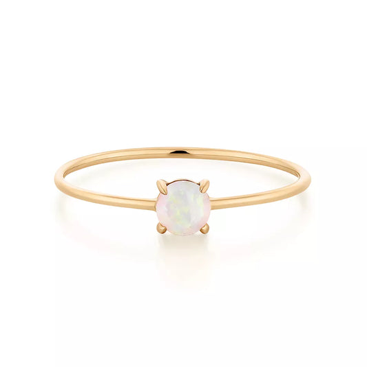 14K Solid Gold Single Opal Ring