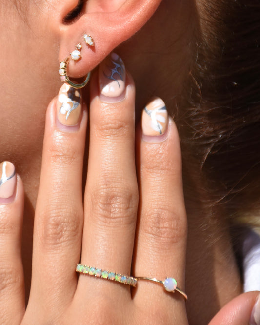 14K Solid Gold Single Opal Ring